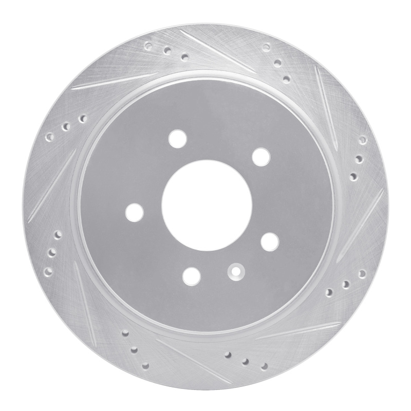 R1 03-11 Cadillac CTS Rear Right Drilled & Slotted Silver Brake Rotor