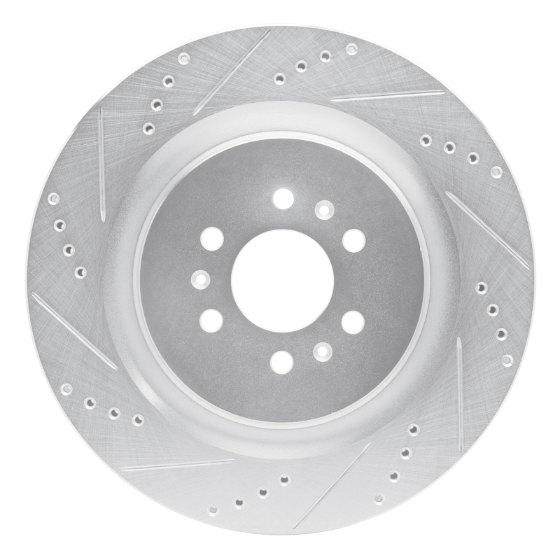 R1 04-11 Cadillac CTS Rear Left Drilled & Slotted Silver Brake Rotor