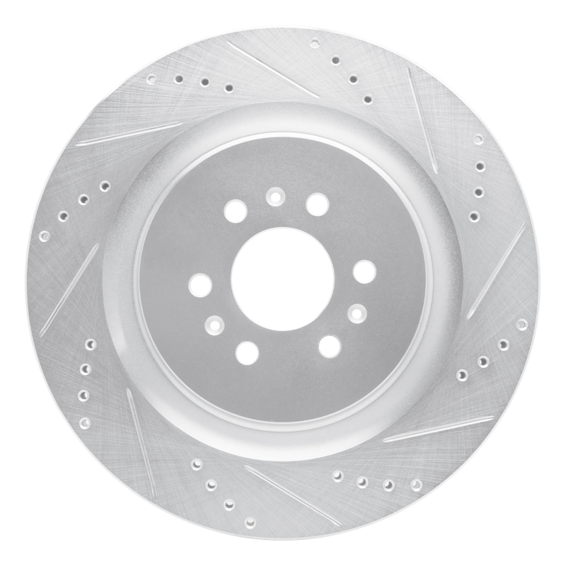 R1 04-11 Cadillac STS Rear Right Drilled & Slotted Silver Brake Rotor