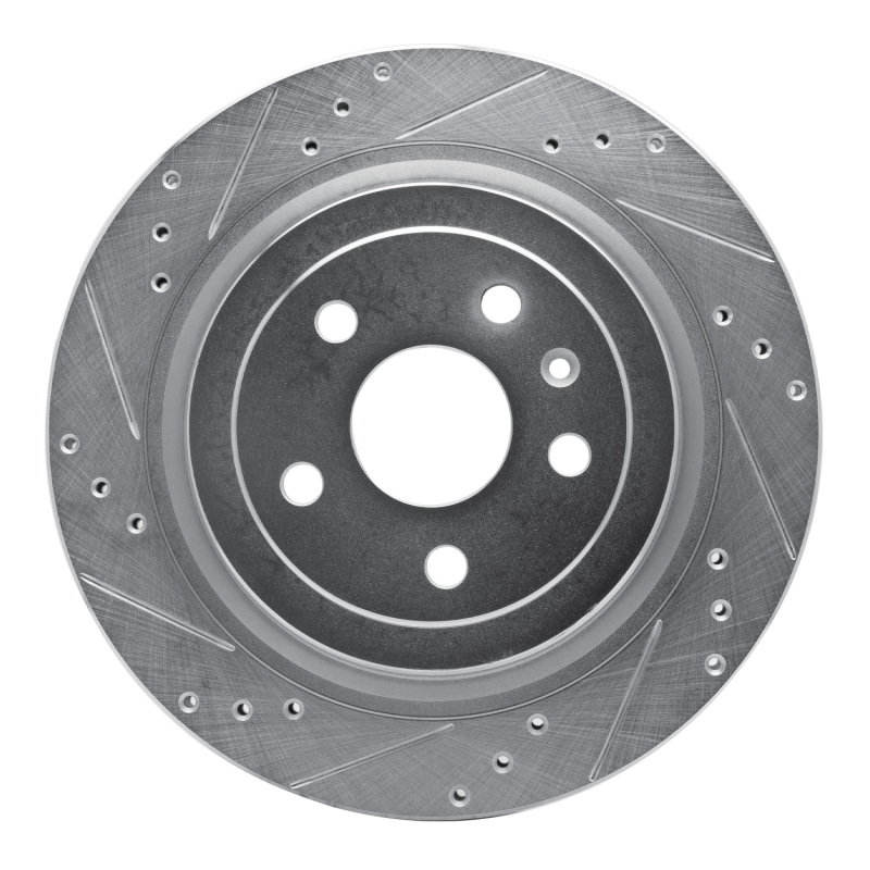 R1 08-14 Cadillac CTS Rear Left Drilled & Slotted Silver Brake Rotor
