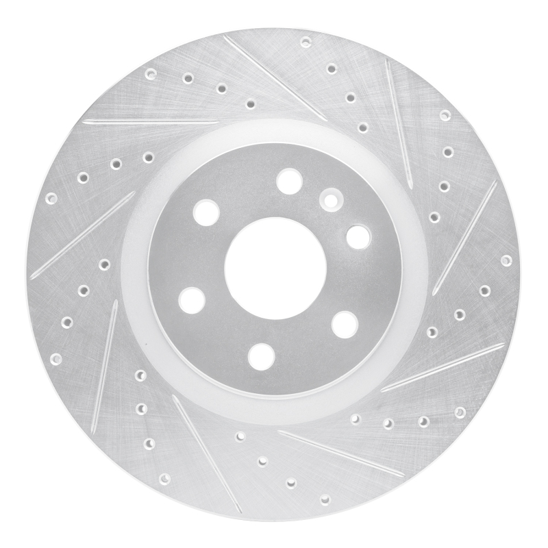 R1 10-16 Cadillac SRX Front Right Drilled & Slotted Silver Brake Rotor