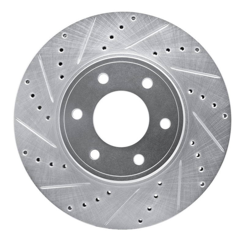 R1 06-09 Chevrolet Trailblazer Front Left Drilled & Slotted Silver Brake Rotor