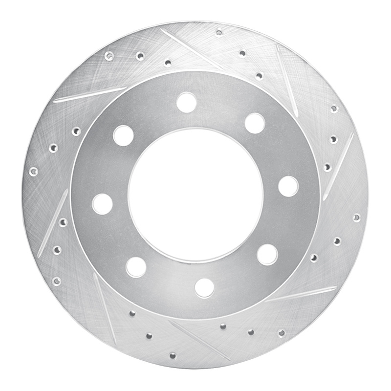 R1 03-05 Chevrolet Suburban 2500 Rear Right Drilled & Slotted Silver Brake Rotor
