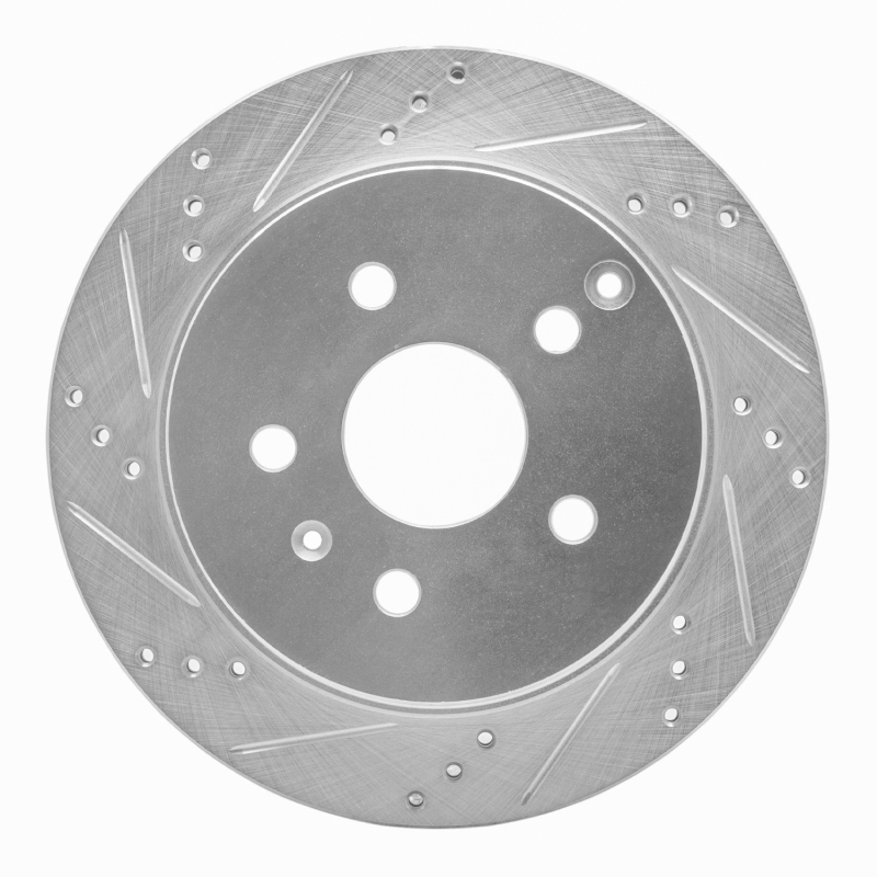R1 10-17 Chevrolet Equinox Rear Left Drilled & Slotted Silver Brake Rotor
