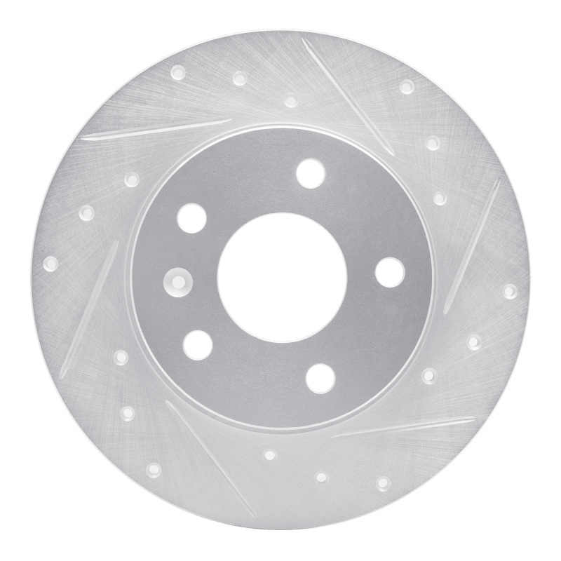R1 02-08 Chevrolet Zafira (Mexico) Rear Right Drilled & Slotted Silver Brake Rotor