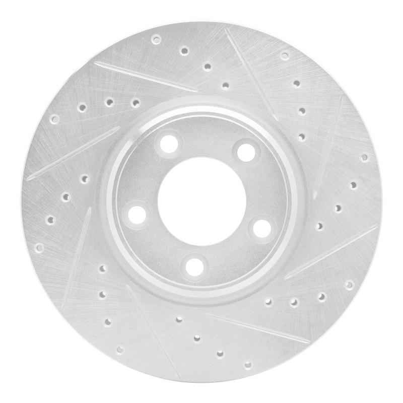 R1 00-06 Ford Thunderbird Front Right Drilled & Slotted Silver Brake Rotor