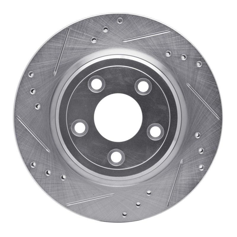 R1 00-06 Ford Thunderbird Rear Left Drilled & Slotted Silver Brake Rotor