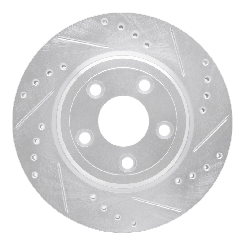 R1 00-06 Ford Thunderbird Rear Right Drilled & Slotted Silver Brake Rotor