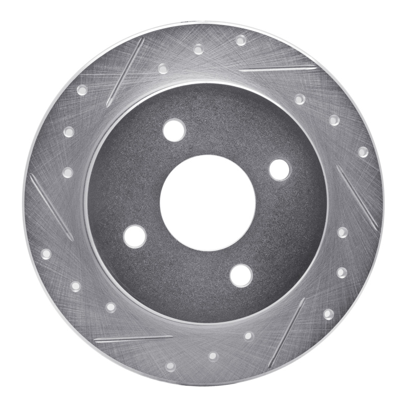 R1 01-19 Ford Focus Rear Left Drilled & Slotted Silver Brake Rotor