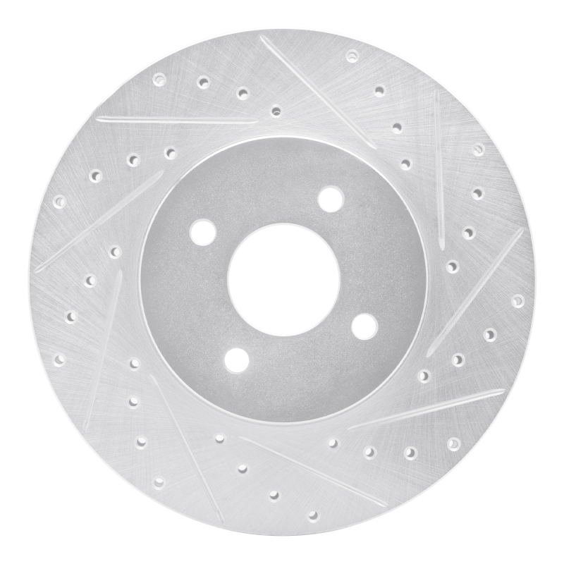 R1 02-04 Ford Focus Front Right Drilled & Slotted Silver Brake Rotor