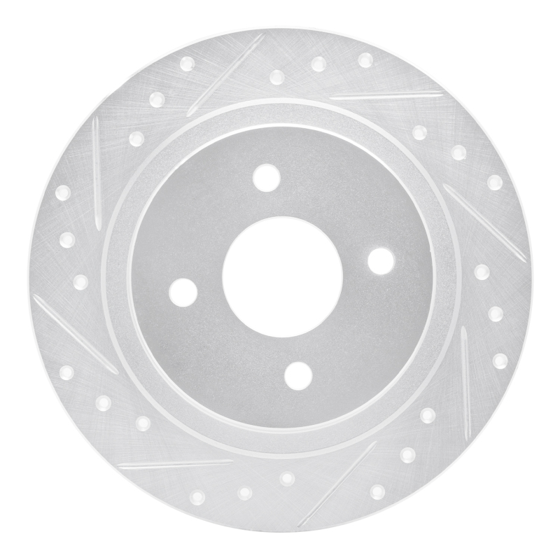 R1 02-04 Ford Focus Rear Left Drilled & Slotted Silver Brake Rotor