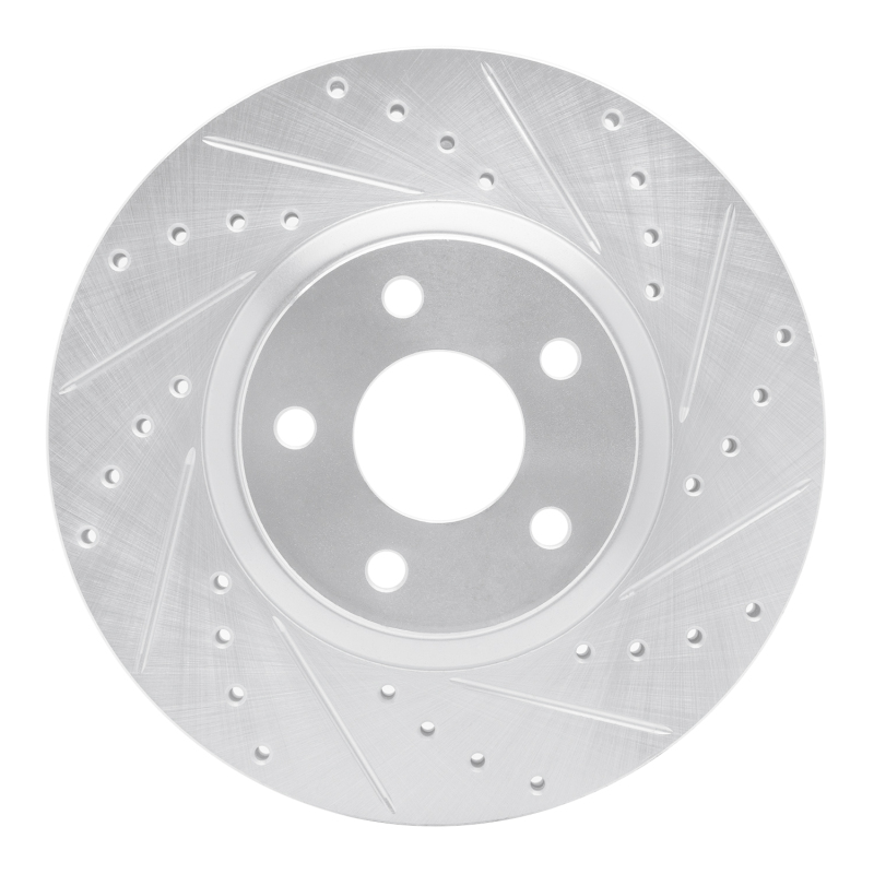 R1 04-19 Ford Escape Front Right Drilled & Slotted Silver Brake Rotor