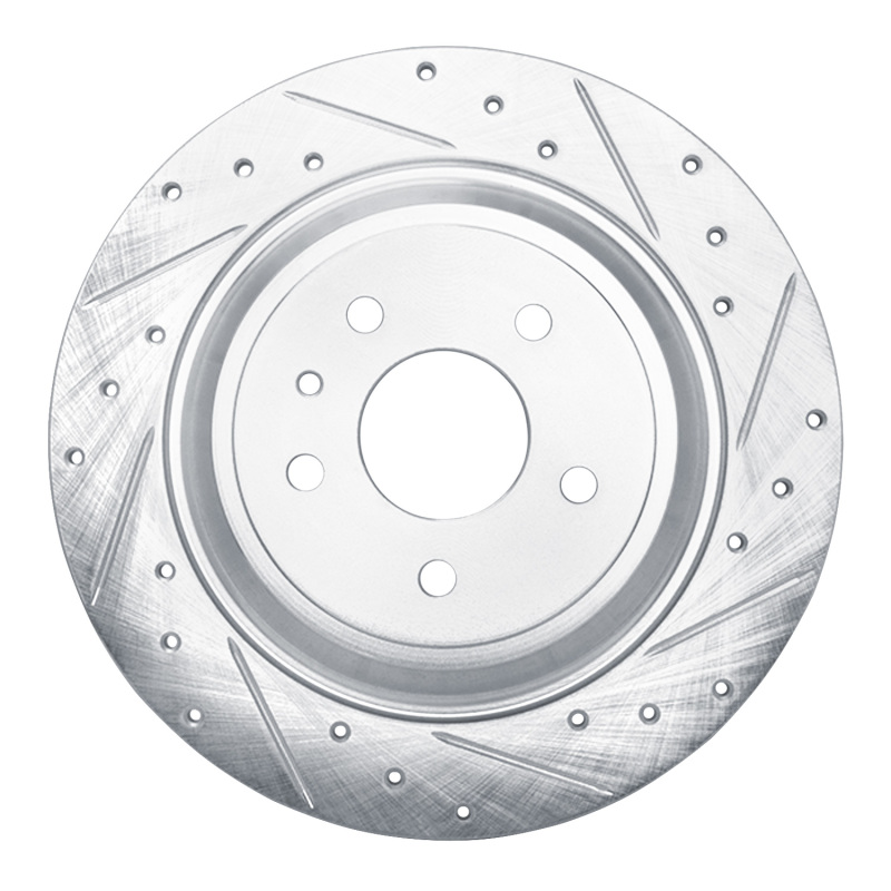 R1 13-20 Ford Fusion Rear Right Drilled & Slotted Silver Brake Rotor