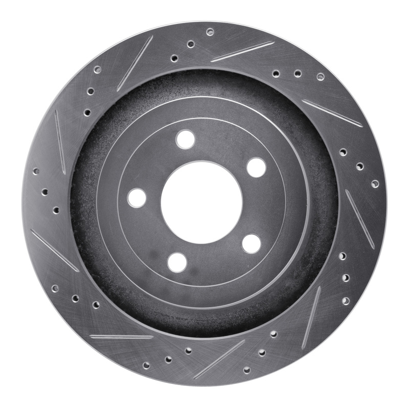 R1 15-23 Ford Mustang Rear Left Drilled & Slotted Silver Brake Rotor