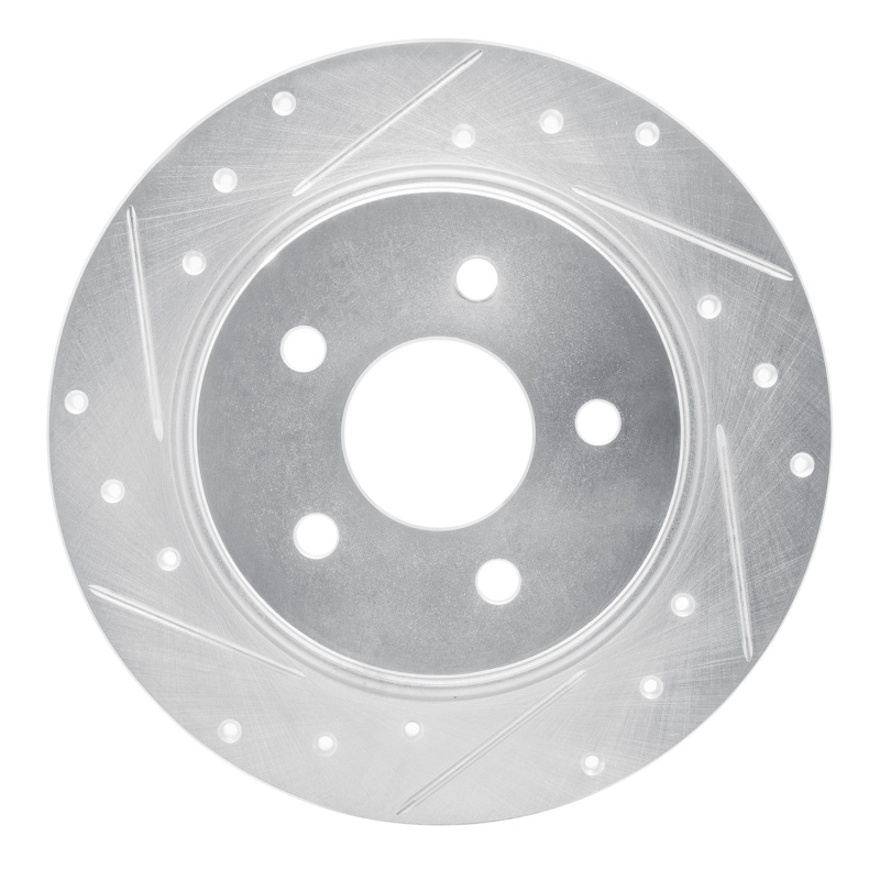 R1 13-18 Ford Transit CONNECT Rear Right Drilled & Slotted Silver Brake Rotor