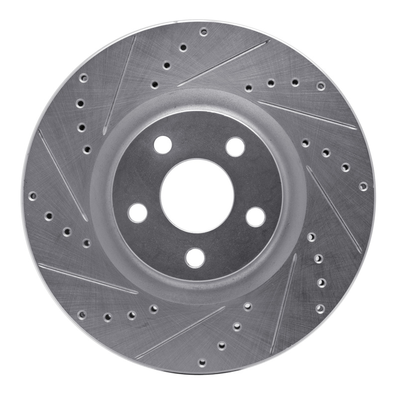 R1 15-20 Ford Edge Front Left Drilled & Slotted Silver Brake Rotor