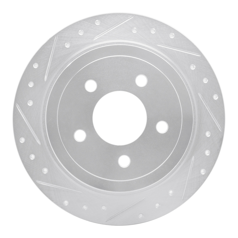 R1 03-05 Ford Explorer Sport Trac Rear Left Drilled & Slotted Silver Brake Rotor