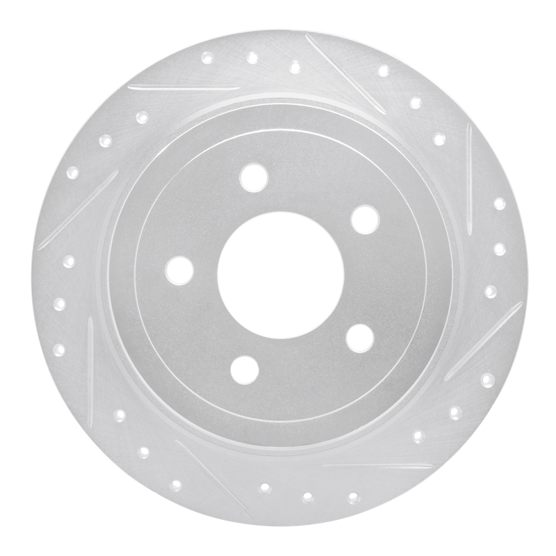 R1 03-05 Ford Explorer Sport Rear Right Drilled & Slotted Silver Brake Rotor