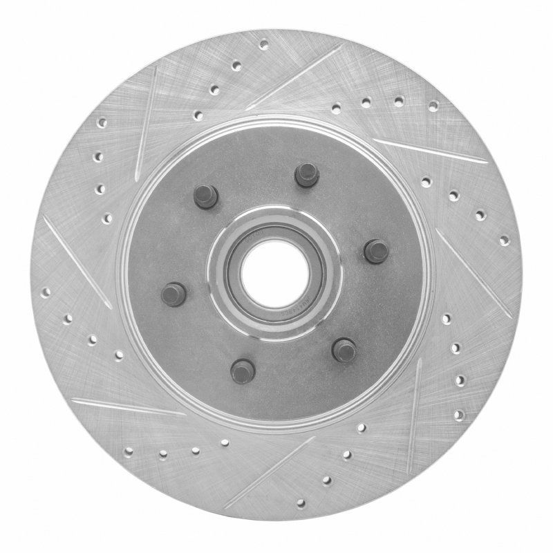 R1 04-08 Ford F-150 RWD Front Left Drilled & Slotted Silver Brake Rotor