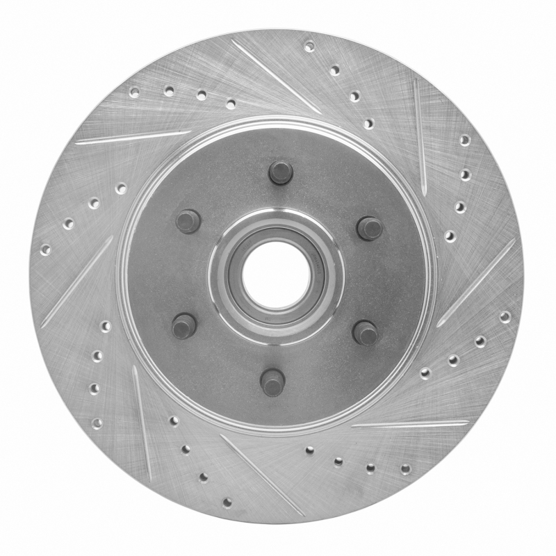 R1 04-08 Ford F-150 RWD Front Right Drilled & Slotted Silver Brake Rotor