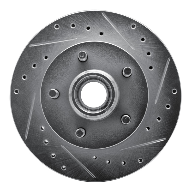 R1 04-08 Ford F-150 RWD Front Right Drilled & Slotted Silver Brake Rotor
