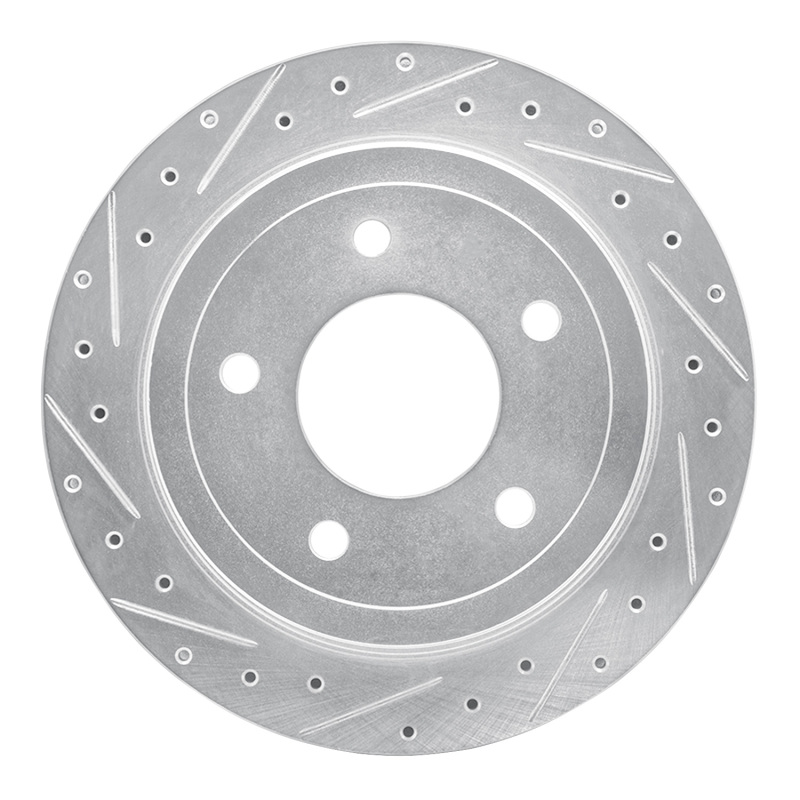 R1 04-06 Ford E-150 Rear Left Drilled & Slotted Silver Brake Rotor