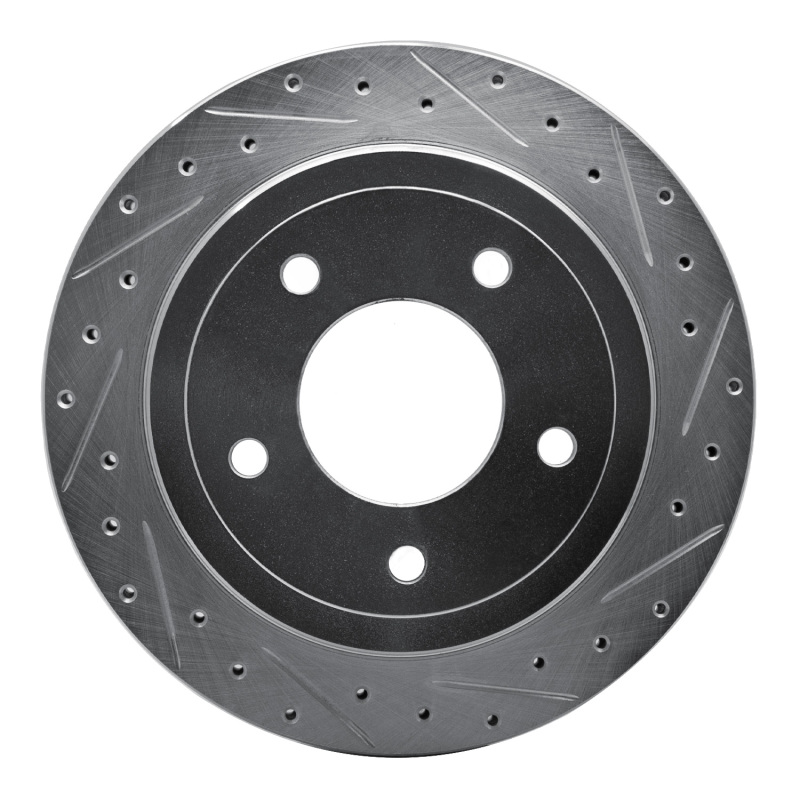 R1 04-06 Ford E-150 Rear Right Drilled & Slotted Silver Brake Rotor
