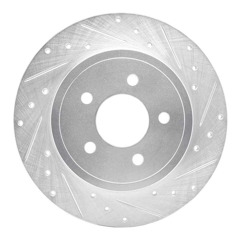 R1 05-08 Ford Escape Rear Right Drilled & Slotted Silver Brake Rotor