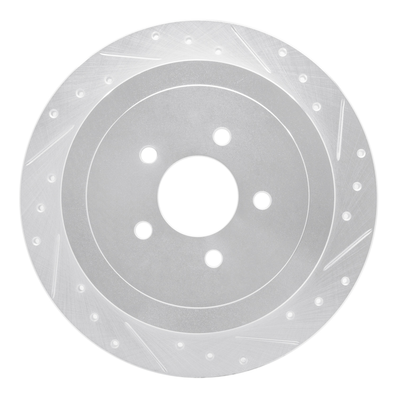 R1 03-11 Lincoln Town Car Rear Right Drilled & Slotted Silver Brake Rotor