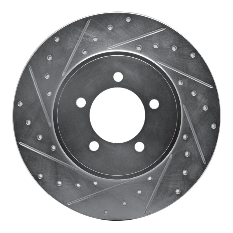 R1 03-05 Lincoln AVIATOR Rear Left Drilled & Slotted Silver Brake Rotor