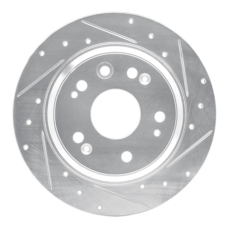 R1 02-04 Acura RL Rear Right Drilled & Slotted Silver Brake Rotor