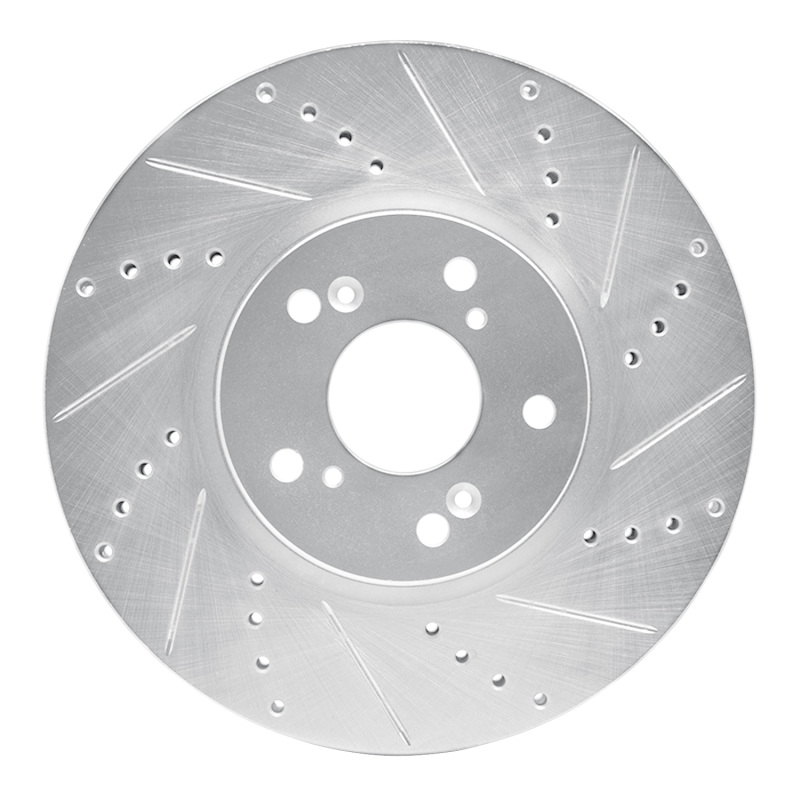 R1 04-08 Acura TL Front Right Drilled & Slotted Silver Brake Rotor