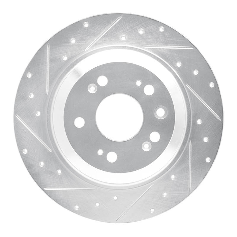 R1 09-14 Acura TL Rear Left Drilled & Slotted Silver Brake Rotor