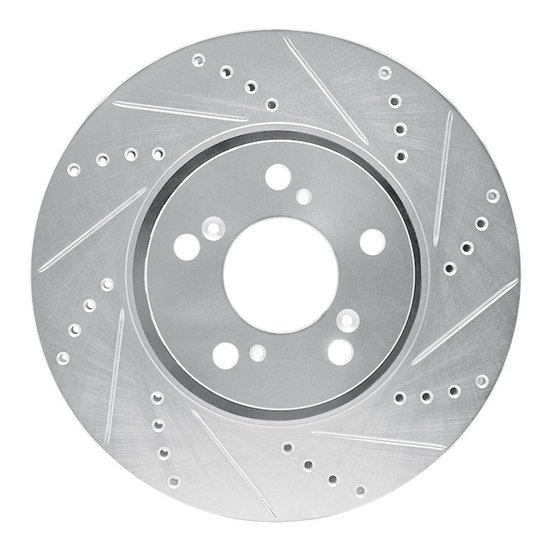 R1 14-20 Acura RLX Front Right Drilled & Slotted Silver Brake Rotor