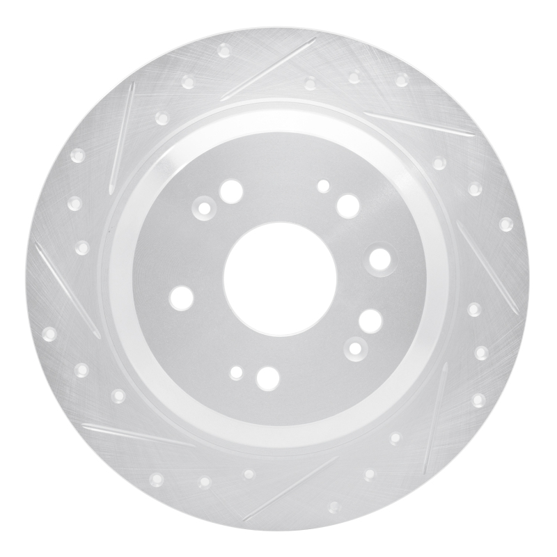 R1 10-15 Honda Crosstour Rear Left Drilled & Slotted Silver Brake Rotor