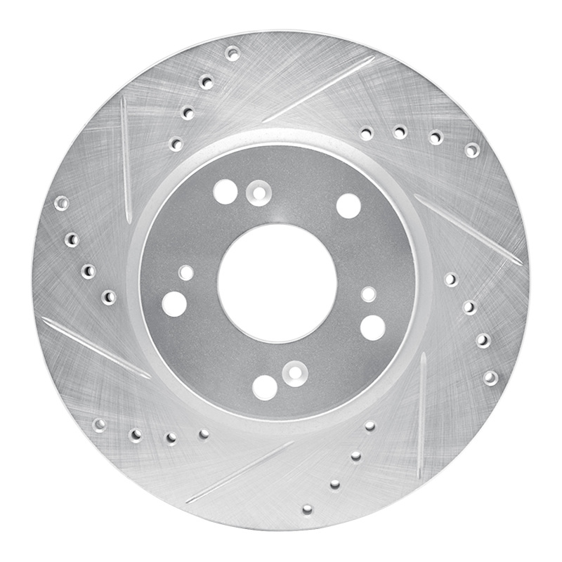 R1 03-17 Acura ILX Front Left Drilled & Slotted Silver Brake Rotor