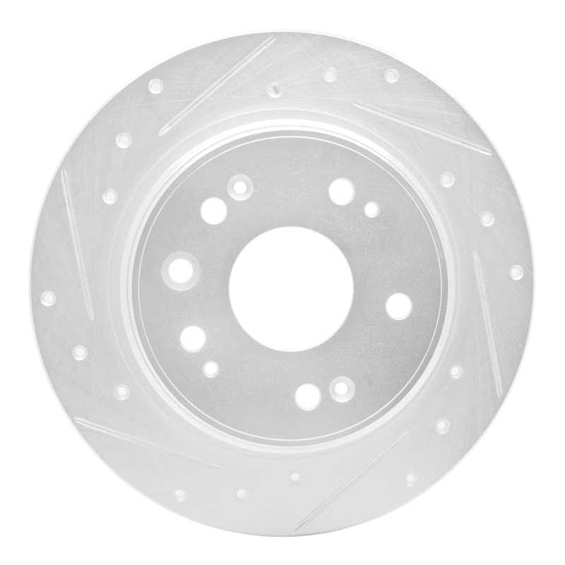 R1 02-04 Honda CR-V Rear Left Drilled & Slotted Silver Brake Rotor