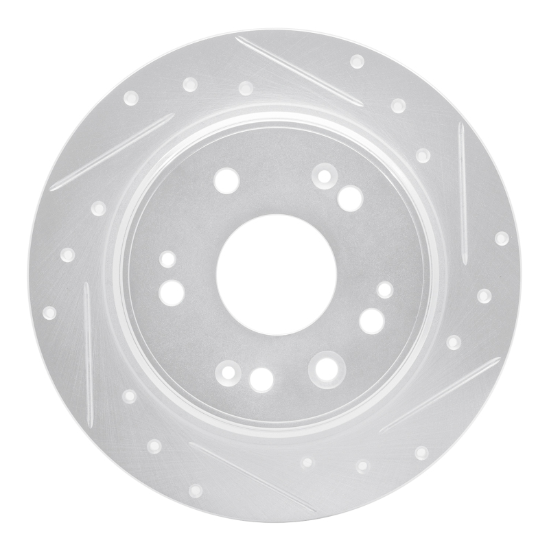 R1 02-04 Honda CR-V Rear Right Drilled & Slotted Silver Brake Rotor