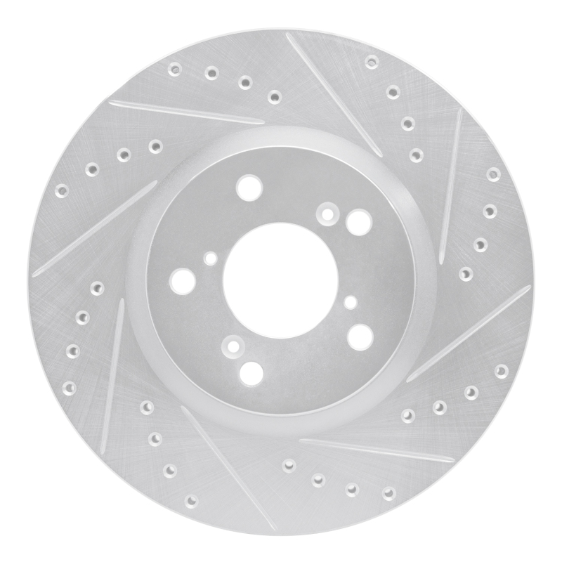 R1 06-14 Honda Ridgeline Front Right Drilled & Slotted Silver Brake Rotor