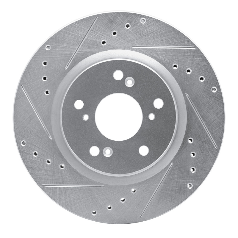 R1 12-16 Honda CR-V Front Left Drilled & Slotted Silver Brake Rotor