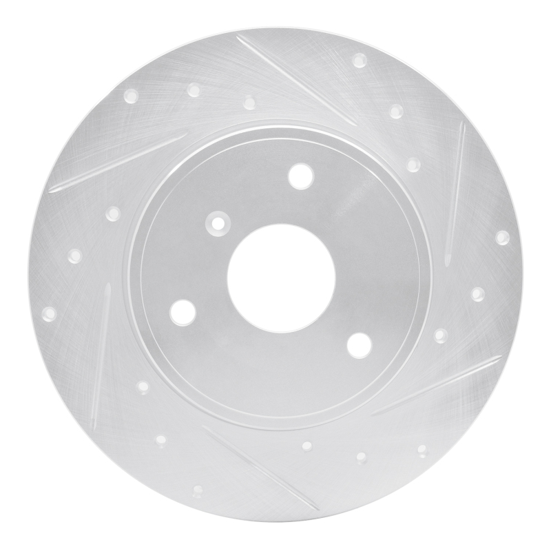 R1 05-16 Smart Fortwo Front Right Drilled & Slotted Silver Brake Rotor
