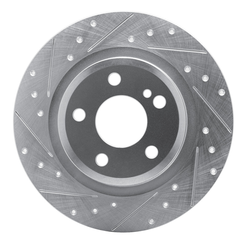 R1 12-20 Mercedes-Benz SLC300 Rear Left Drilled & Slotted Silver Brake Rotor