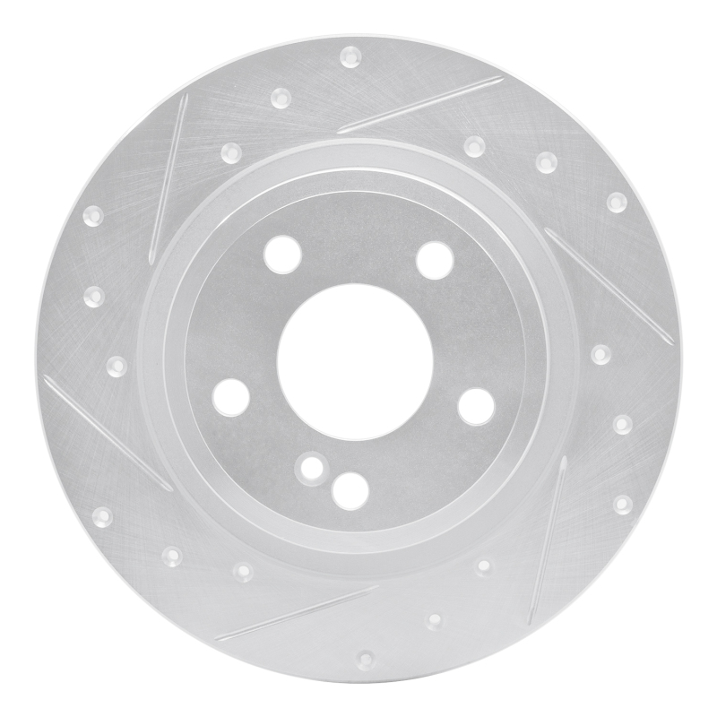 R1 14-20 Infiniti QX30 Rear Left Drilled & Slotted Silver Brake Rotor