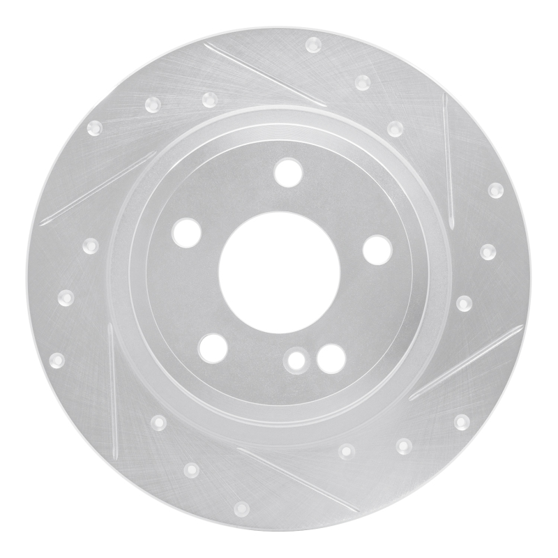 R1 14-20 Infiniti QX30 Rear Right Drilled & Slotted Silver Brake Rotor