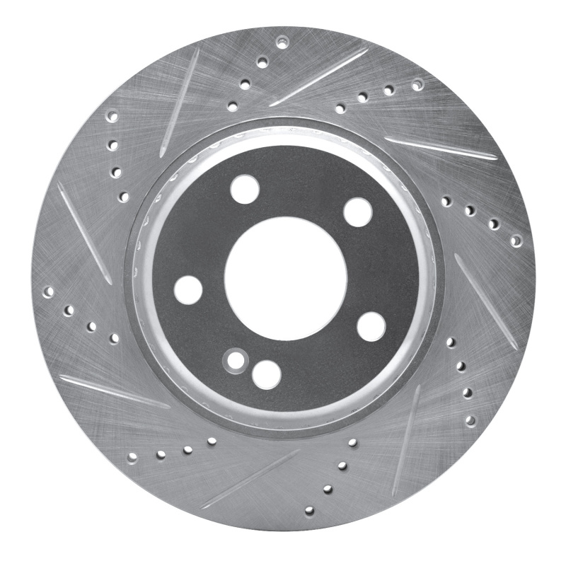 R1 15-23 Mercedes-Benz C300 Sedan Rear Left Drilled & Slotted Silver Brake Rotor