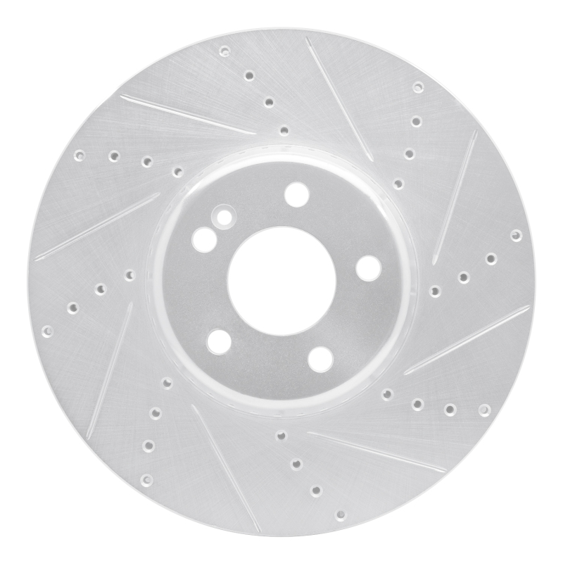 R1 15-23 Mercedes-Benz C350E Front Right Drilled & Slotted Silver Brake Rotor