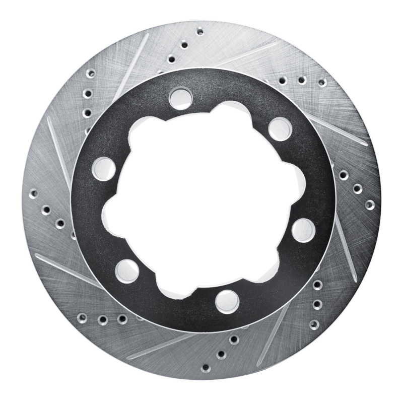 R1 06-25 American Coach Patriot Rear Left Drilled & Slotted Silver Brake Rotor
