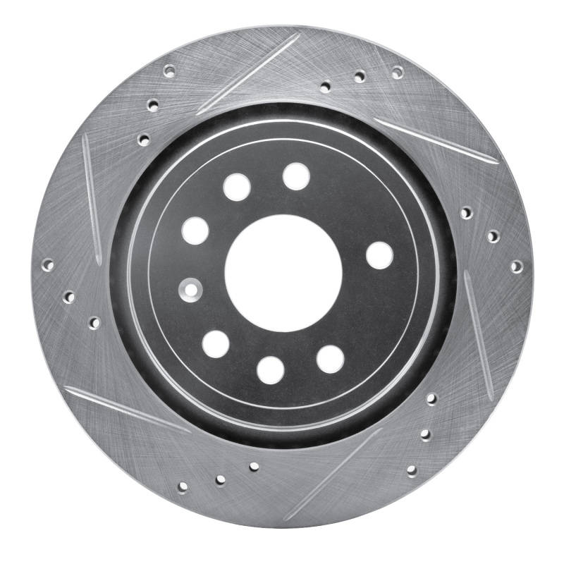 R1 03-11 Cadillac BLS (Mexico) Rear Left Drilled & Slotted Silver Brake Rotor