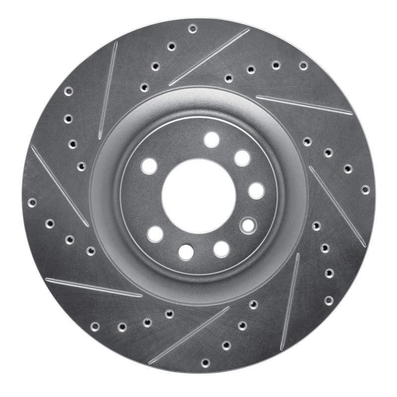 R1 08-11 Saab 9-3 Front Left Drilled & Slotted Silver Brake Rotor