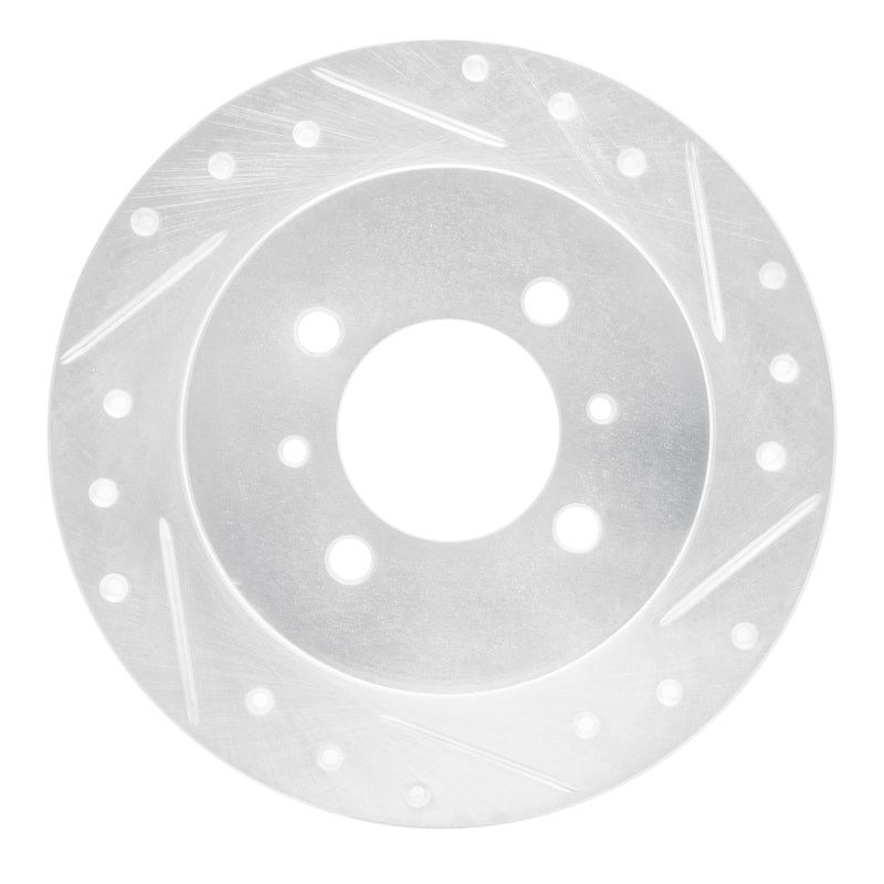 R1 91-94 Nissan NX Rear Right Drilled & Slotted Silver Brake Rotor
